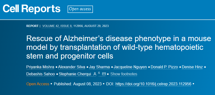 科学家发现通过造血干细胞和祖细胞移植是缓解阿尔茨海默病的关键